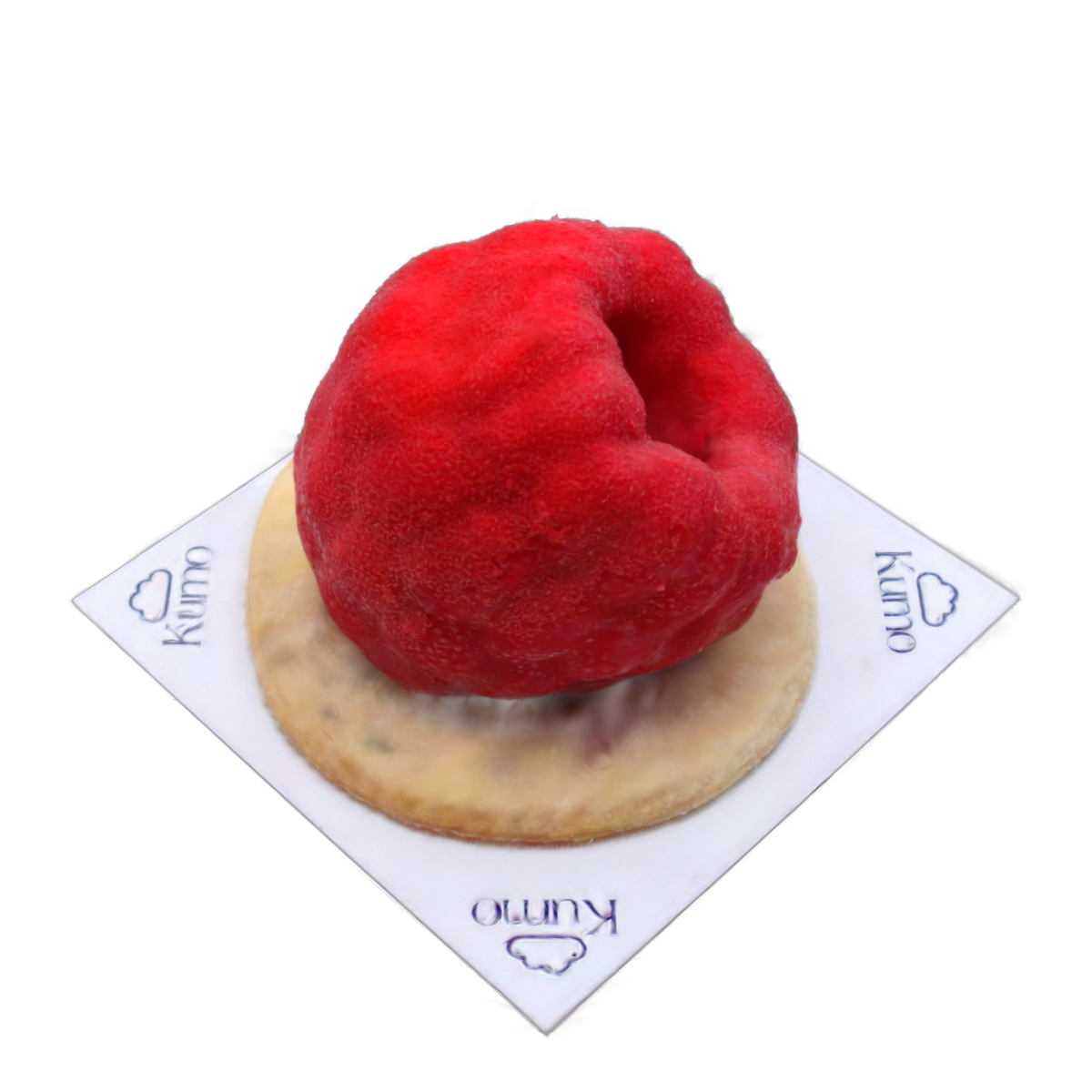 Postre con apariencia de frambuesa